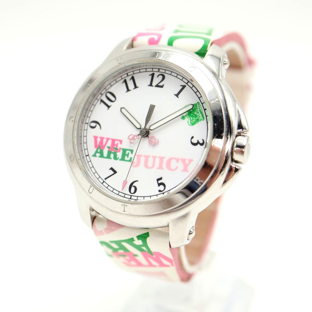 Juicy Couture 'We Are Juicy' Round 39mm Watch Watermelon Leather w New Battery